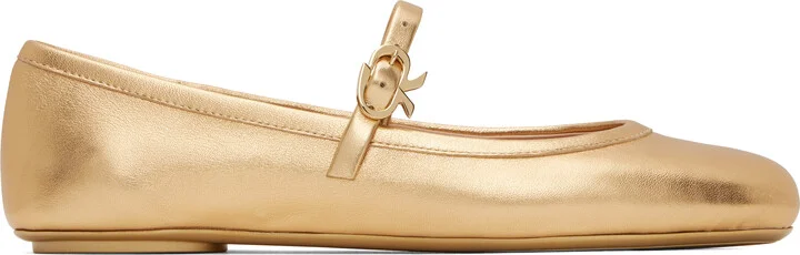Gianvito Rossi Gold Carla Ballerina Flats
