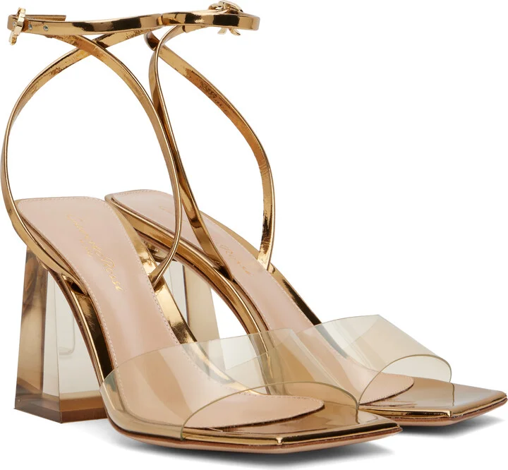 Gianvito Rossi Gold Cosmic 85 Heeled Sandals - Image 4