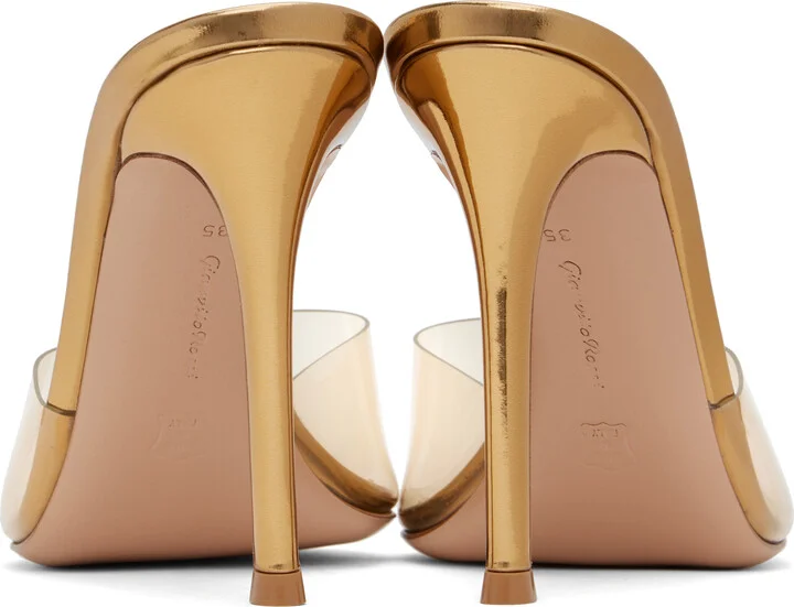 Gianvito Rossi Gold Elle 105 Mules - Image 2
