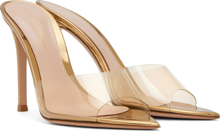 Gianvito Rossi Gold Elle 105 Mules - Image 4