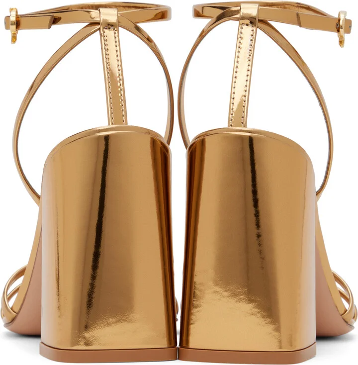 Gianvito Rossi Gold Metallic Heeled Sandals - Image 2