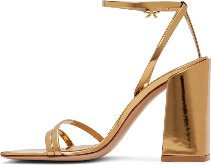 Gianvito Rossi Gold Metallic Heeled Sandals - Image 3