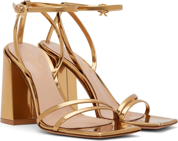 Gianvito Rossi Gold Metallic Heeled Sandals - Image 4