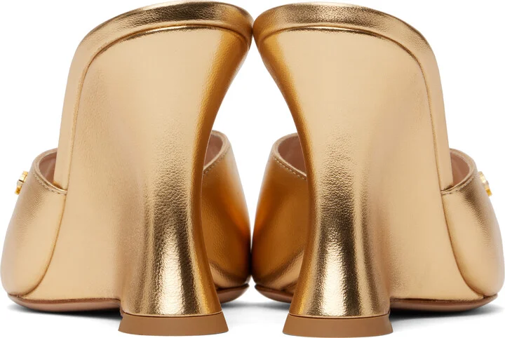 Gianvito Rossi Gold Nappa Silk Heeled Sandals - Image 2