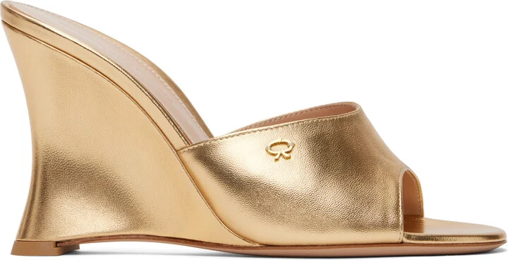 Gianvito Rossi Gold Nappa Silk Heeled Sandals