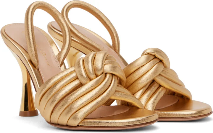 Gianvito Rossi Gold Ottavia Heeled Sandals - Image 4