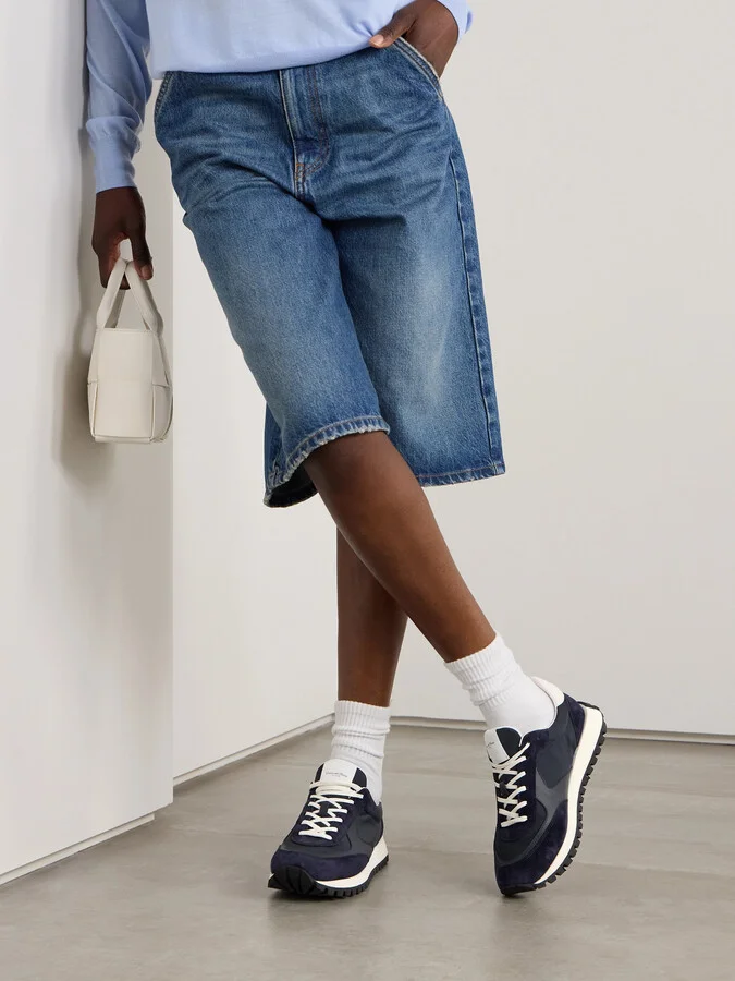 Gianvito Rossi - Gravel Suede, Leather And Shell Sneakers - Blue - Image 2