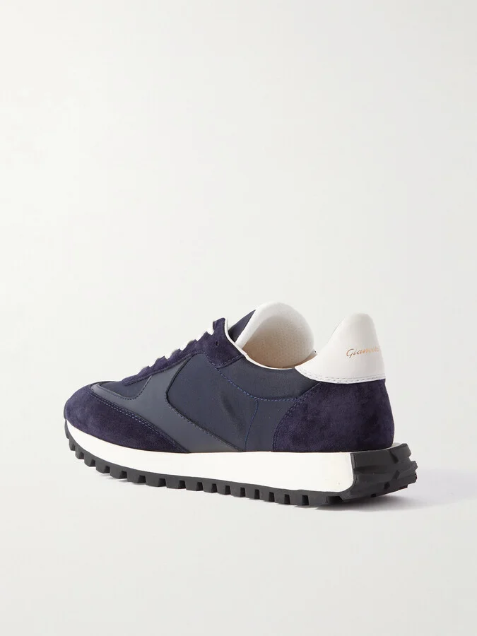 Gianvito Rossi - Gravel Suede, Leather And Shell Sneakers - Blue - Image 3