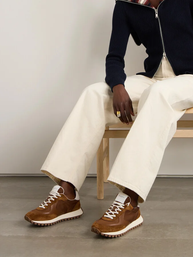 Gianvito Rossi - Gravel Suede, Leather And Shell Sneakers - Brown - Image 2