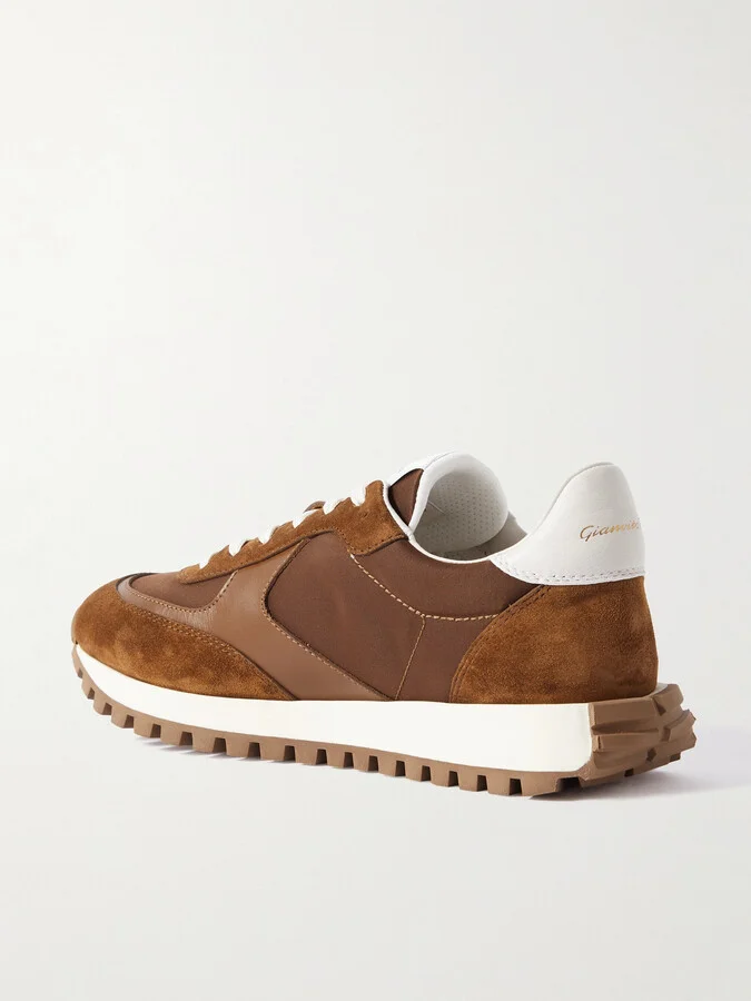 Gianvito Rossi - Gravel Suede, Leather And Shell Sneakers - Brown - Image 3