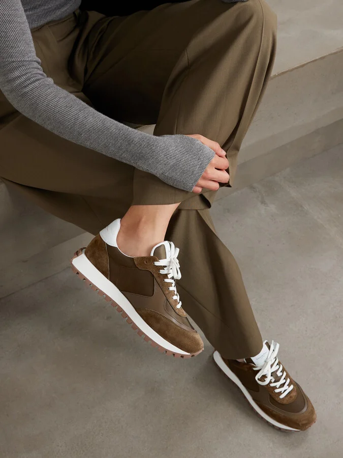 Gianvito Rossi - Gravel Suede, Leather And Shell Sneakers - Brown - Image 2