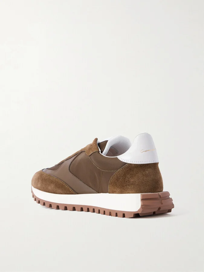 Gianvito Rossi - Gravel Suede, Leather And Shell Sneakers - Brown - Image 3