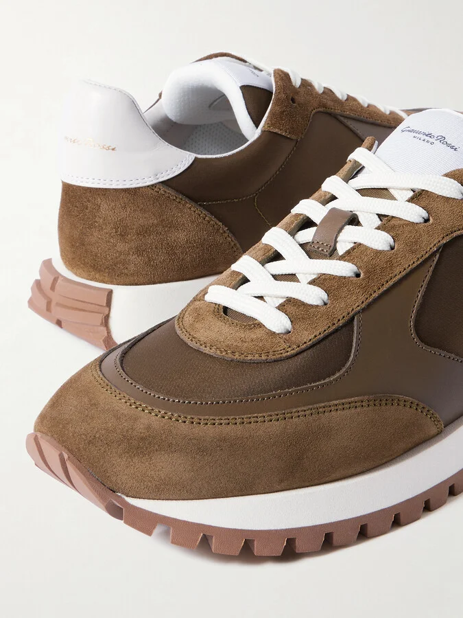 Gianvito Rossi - Gravel Suede, Leather And Shell Sneakers - Brown - Image 4