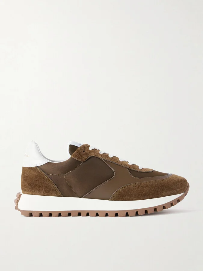 Gianvito Rossi - Gravel Suede, Leather And Shell Sneakers - Brown