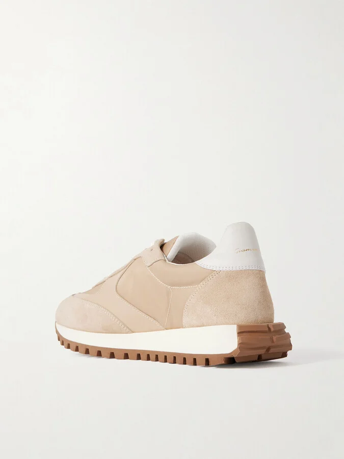 Gianvito Rossi - Gravel Suede, Leather And Shell Sneakers - Neutrals - Image 3