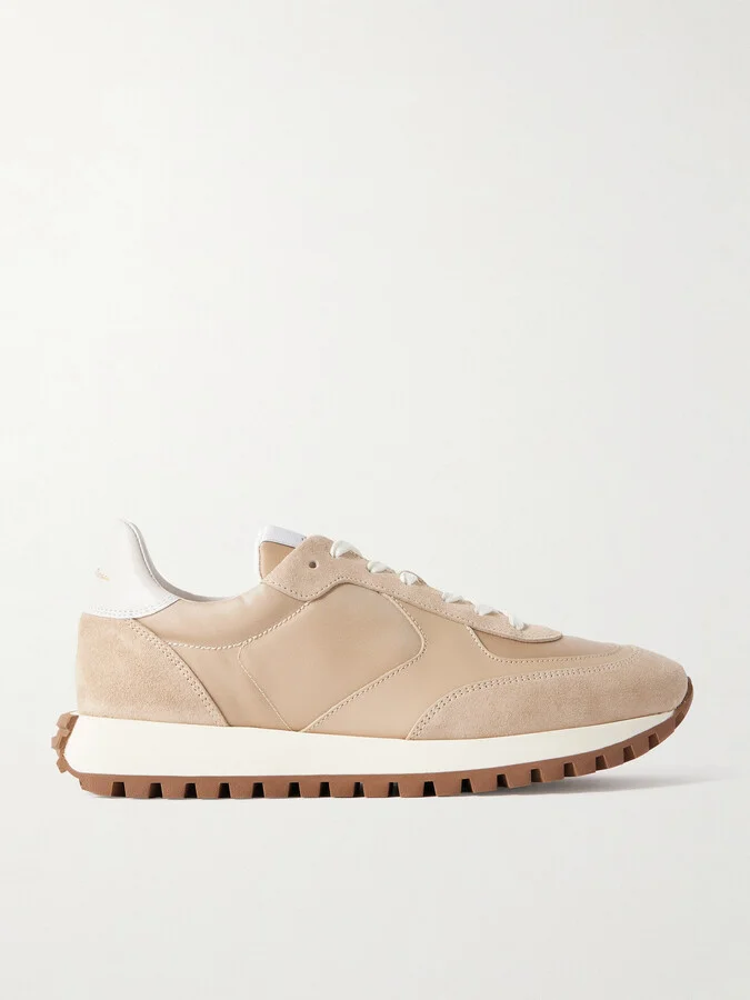 Gianvito Rossi - Gravel Suede, Leather And Shell Sneakers - Neutrals