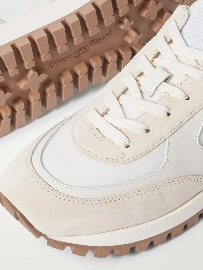 Gianvito Rossi - Gravel Suede, Leather And Shell Sneakers - Off-white - Image 4