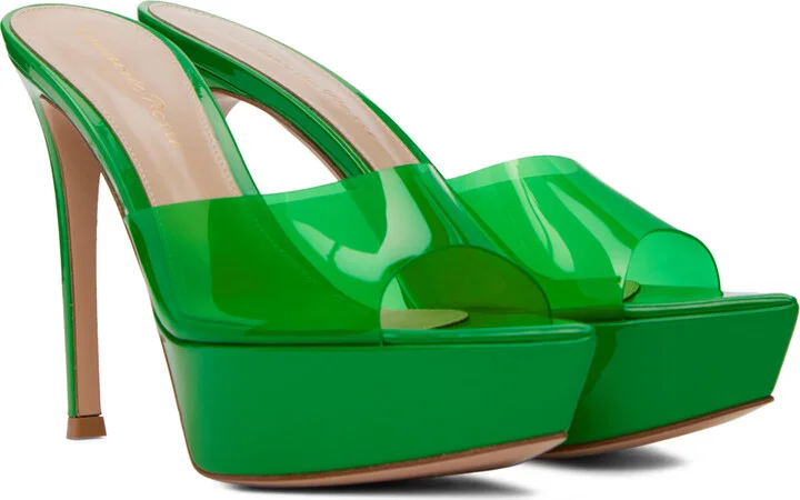 Gianvito Rossi Green Betty Heeled Platform Sandals - Image 4