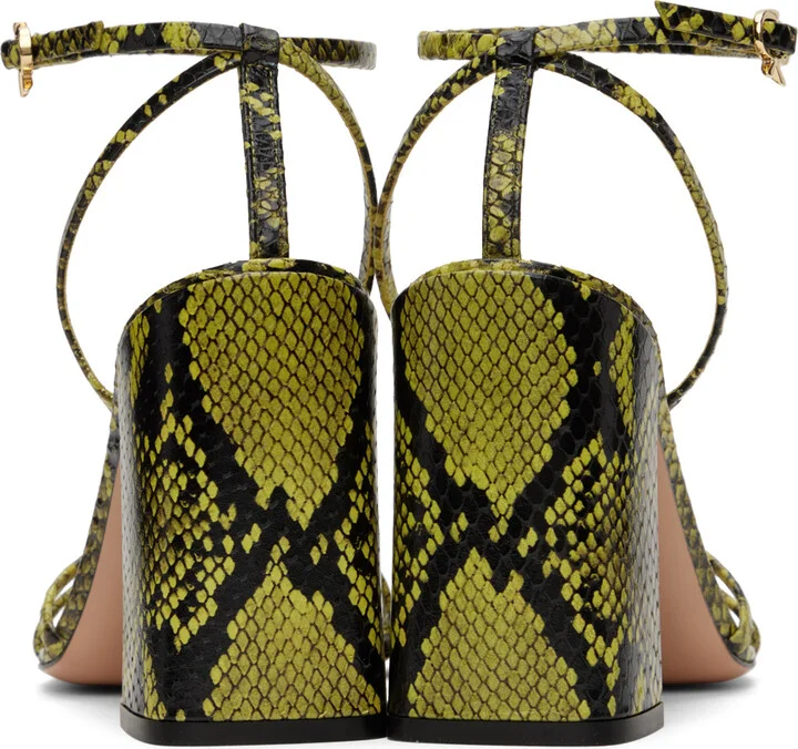 Gianvito Rossi Green & Black Snakeskin Heeled Sandals - Image 2
