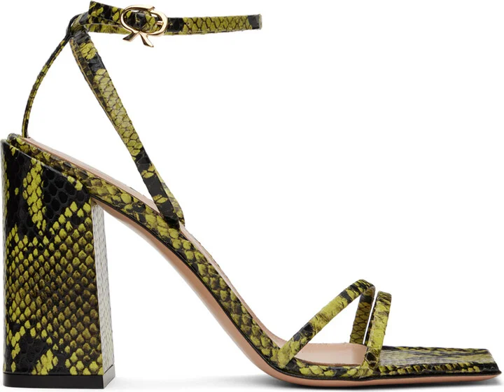 Gianvito Rossi Green & Black Snakeskin Heeled Sandals