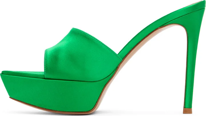 Gianvito Rossi Green Platform Heeled Sandals - Image 3