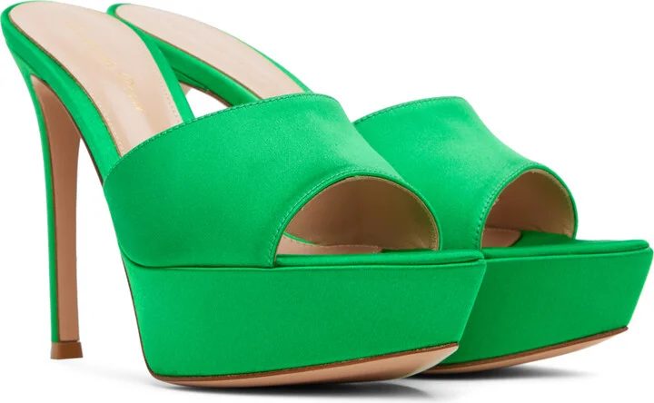 Gianvito Rossi Green Platform Heeled Sandals - Image 4