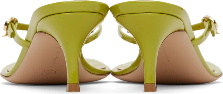 Gianvito Rossi Green Ribbon Thong Heeled Sandals - Image 2