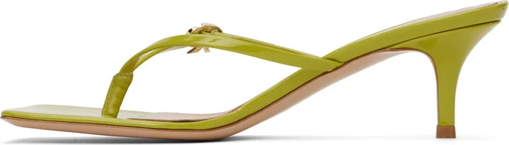 Gianvito Rossi Green Ribbon Thong Heeled Sandals - Image 3