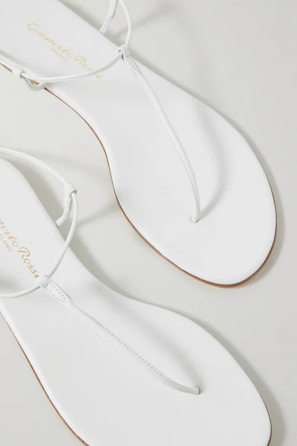 Gianvito Rossi - Gwyneth Leather Sandals - White - Image 4