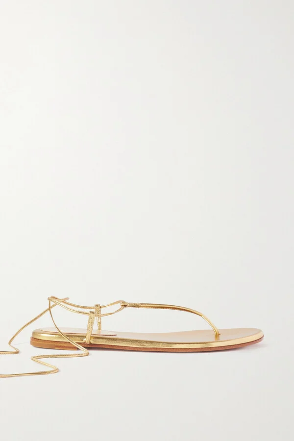 Gianvito Rossi - Gwyneth Metallic Leather Sandals - Gold