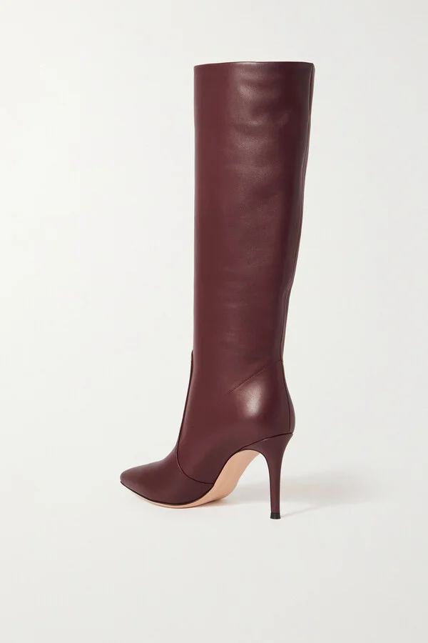 Gianvito Rossi - Hansen 85 Leather Knee Boots - Burgundy - Image 3