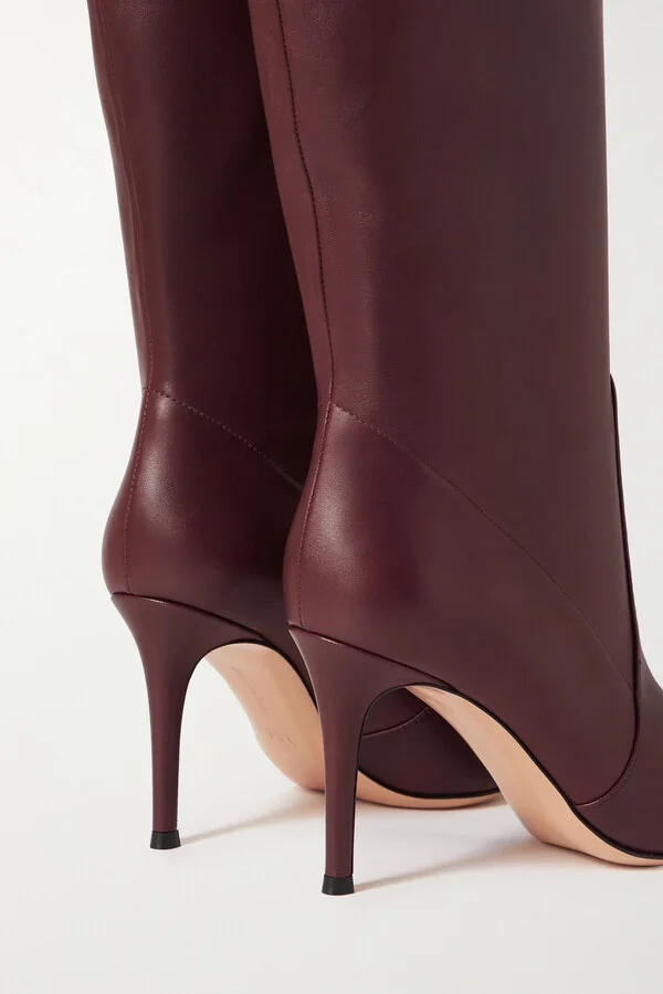 Gianvito Rossi - Hansen 85 Leather Knee Boots - Burgundy - Image 4