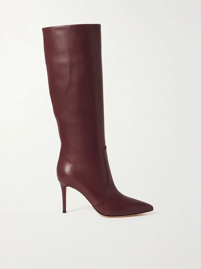 Gianvito Rossi - Hansen 85 Leather Knee Boots - Burgundy