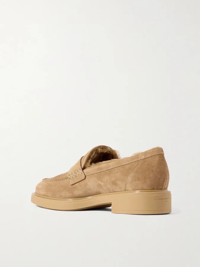 Gianvito Rossi - Harris 20 Shearling-lined Suede Loafers - Brown - Image 3