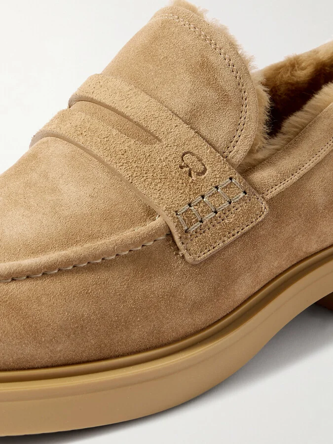 Gianvito Rossi - Harris 20 Shearling-lined Suede Loafers - Brown - Image 4