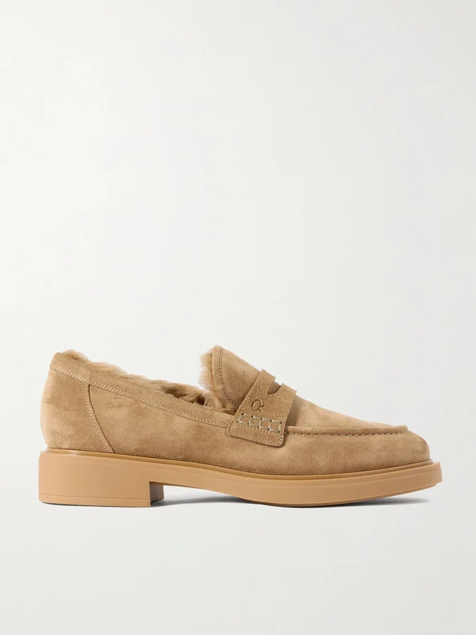 Gianvito Rossi - Harris 20 Shearling-lined Suede Loafers - Brown