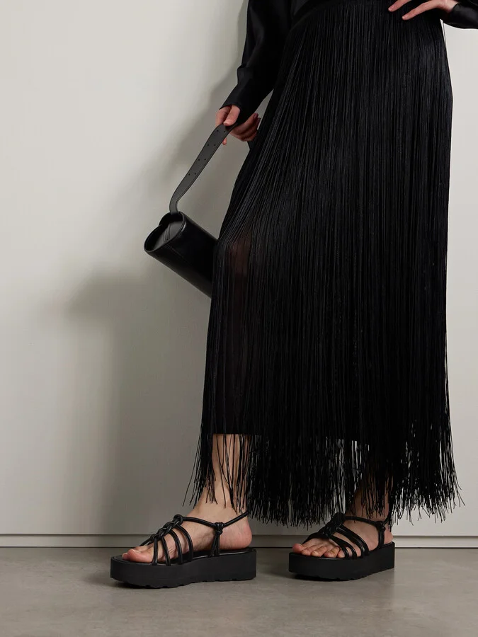 Gianvito Rossi - Hebe 45 Knotted Leather Platform Sandals - Black - Image 2