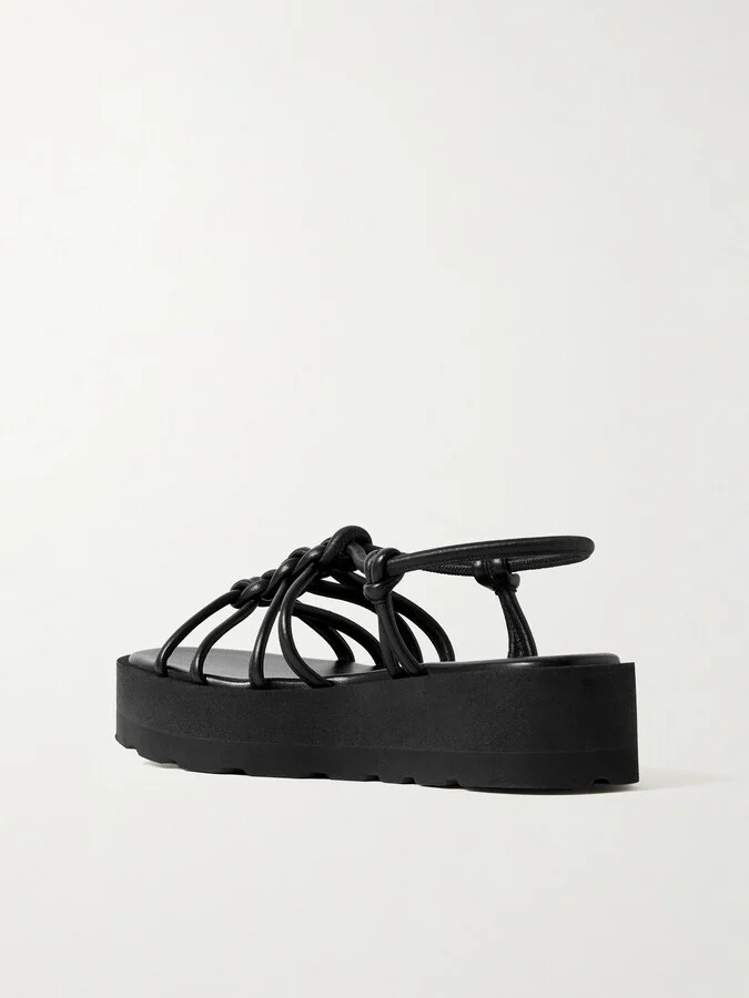 Gianvito Rossi - Hebe 45 Knotted Leather Platform Sandals - Black - Image 3