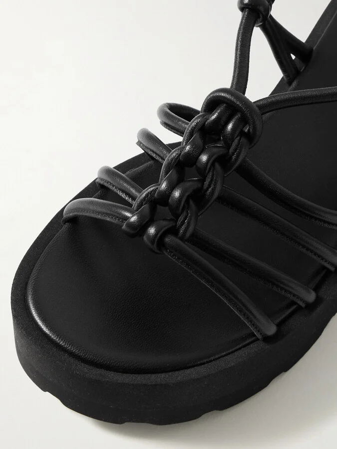 Gianvito Rossi - Hebe 45 Knotted Leather Platform Sandals - Black - Image 4