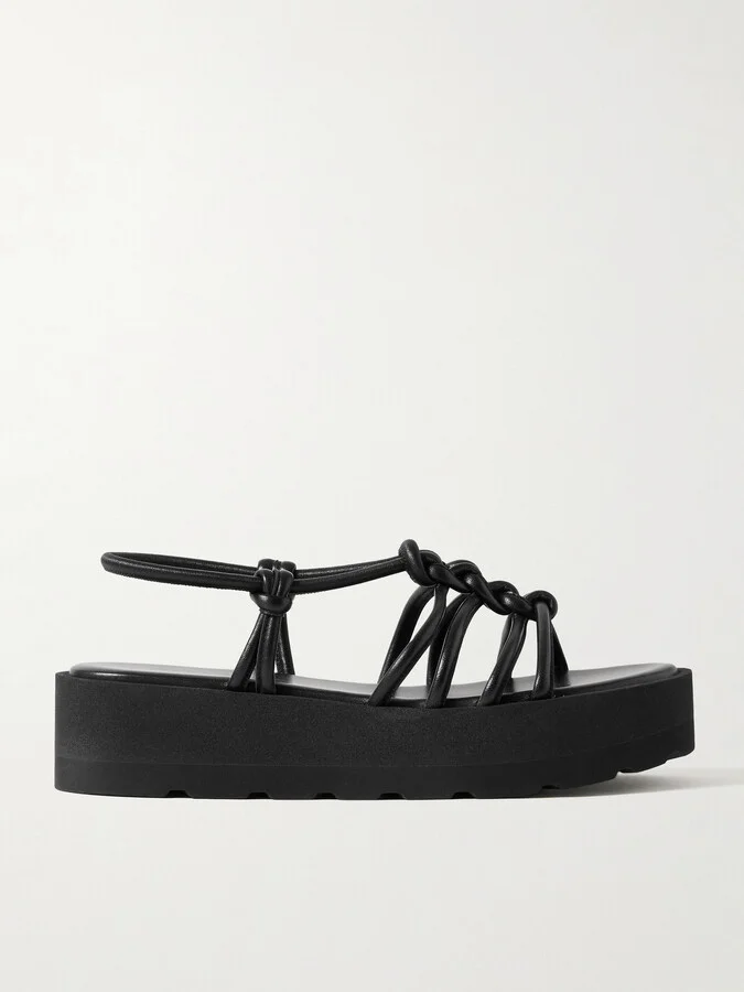 Gianvito Rossi - Hebe 45 Knotted Leather Platform Sandals - Black