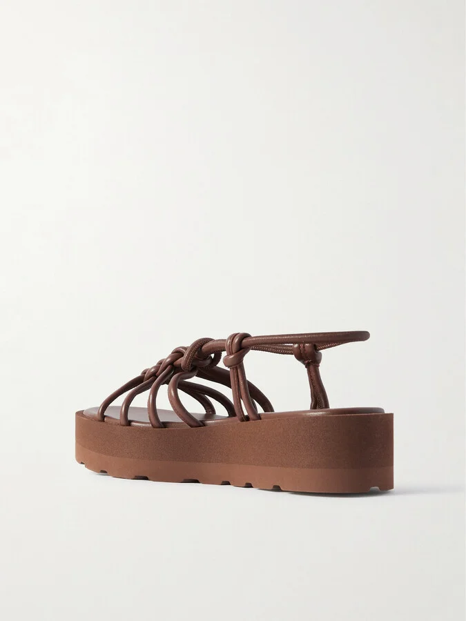 Gianvito Rossi - Hebe 45 Knotted Leather Platform Sandals - Brown - Image 3