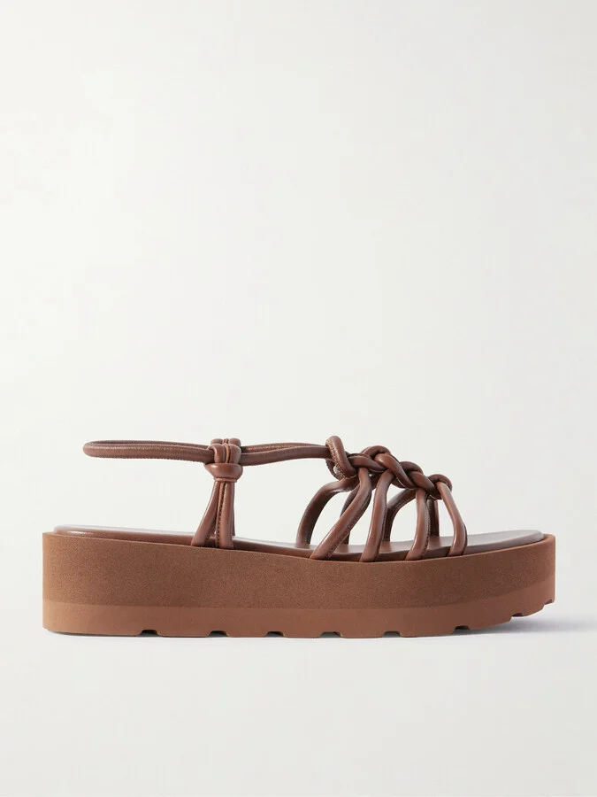 Gianvito Rossi - Hebe 45 Knotted Leather Platform Sandals - Brown