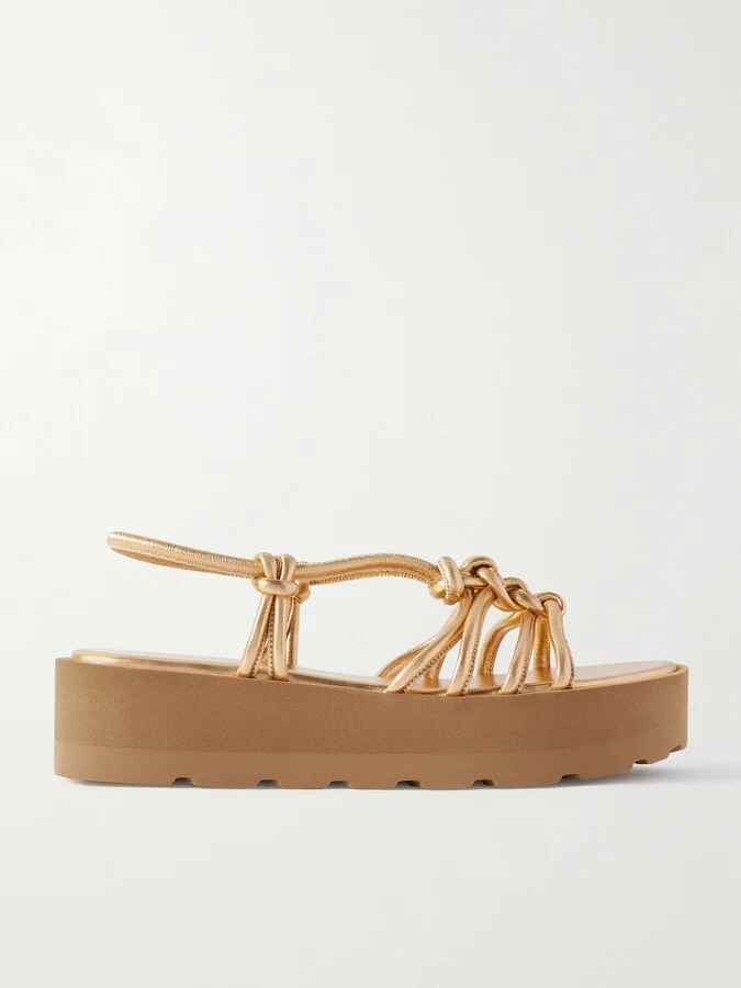 Gianvito Rossi - Hebe 45 Knotted Metallic Leather Platform Sandals - Gold