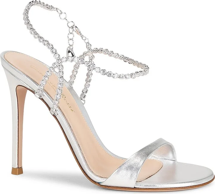 Gianvito Rossi Heeled Sandal in Metallic Silver - Image 2