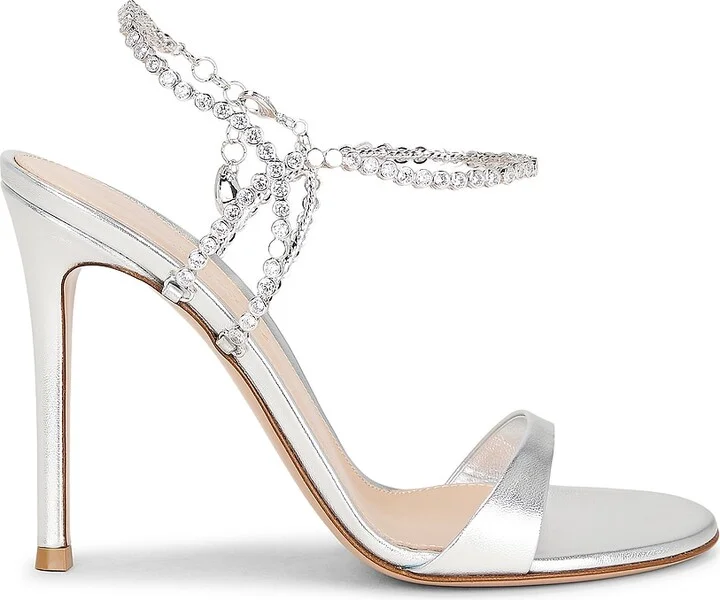 Gianvito Rossi Heeled Sandal in Metallic Silver