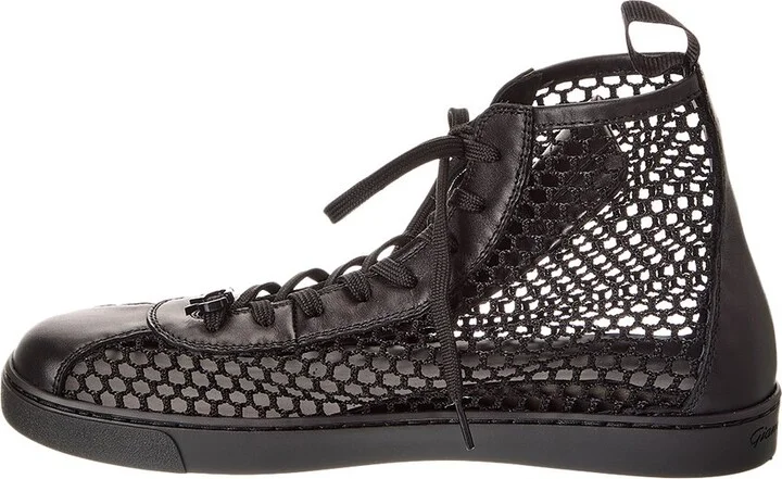 Gianvito Rossi Helena Mesh & Leather High-Top Sneaker - Image 2