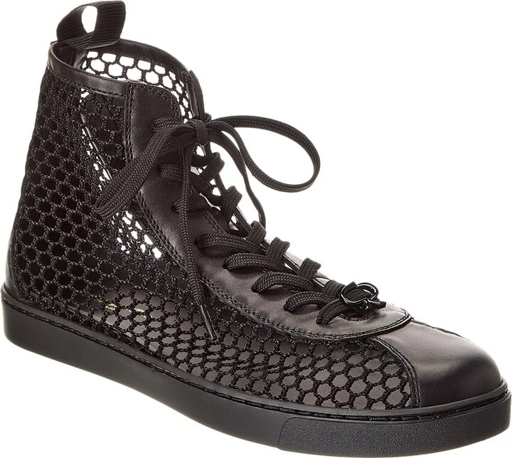 Gianvito Rossi Helena Mesh & Leather High-Top Sneaker