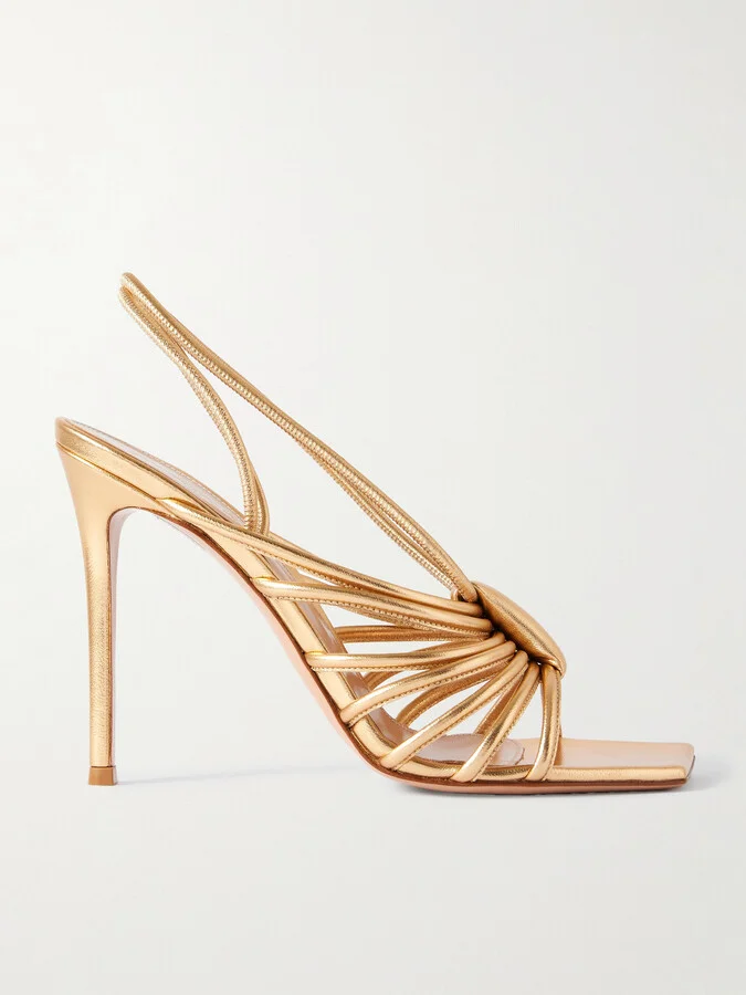 Gianvito Rossi - Hellen 105 Metallic Leather Slingback Sandals - Gold