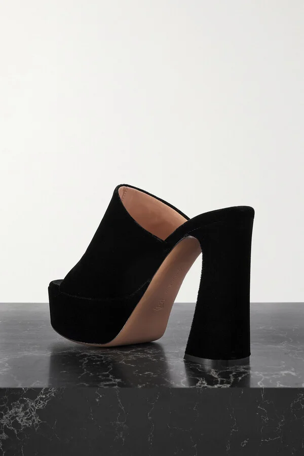 Gianvito Rossi - Holly 120 Velvet Platform Mules - Black - Image 3