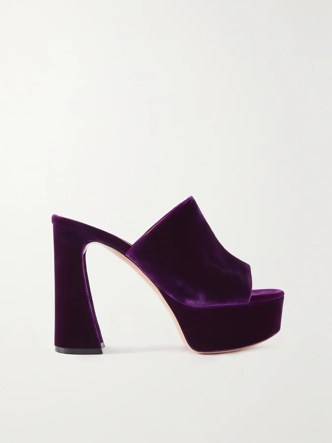 Gianvito Rossi - Holly 70 Velvet Platform Mules - Purple